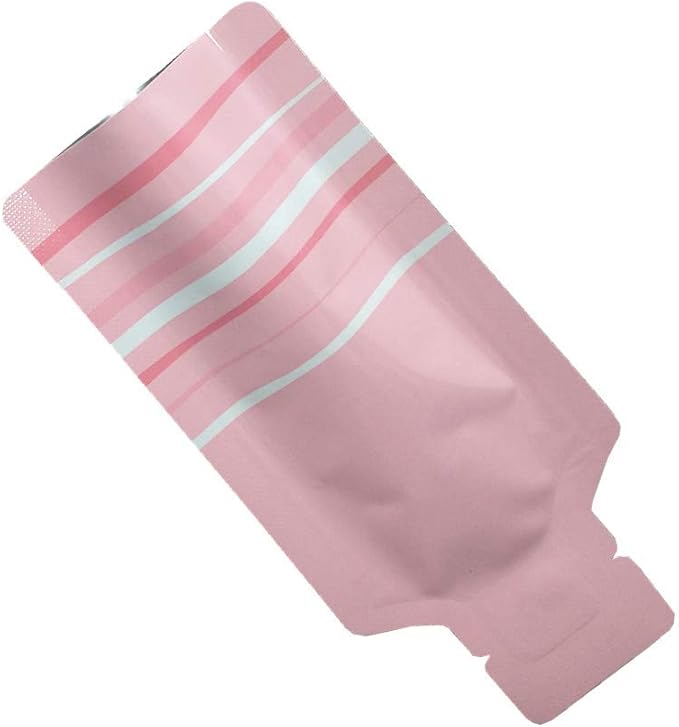 PABCK 100 Pcs Disposable Open Up Mylar Storage Bags Cosmetic Shampoo Liquid Containers Sample Pouch Heat Seal Foil Bag Travel Use Packets for Toiletries Skincare Lotion (Pink, 1.97x4.33 inch)