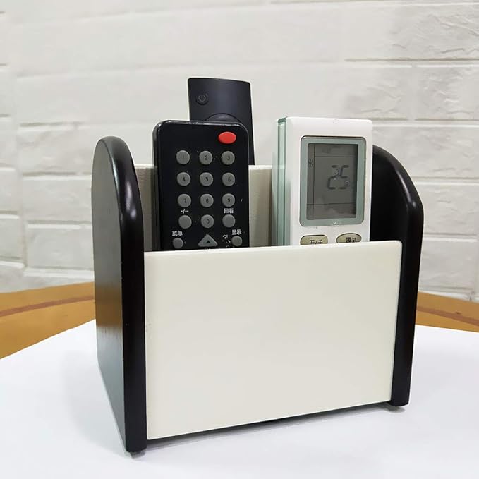 Rotating remote control caddy wood pen/pencil holder for desk organizer Simple black and white small item storage box HeBen7025