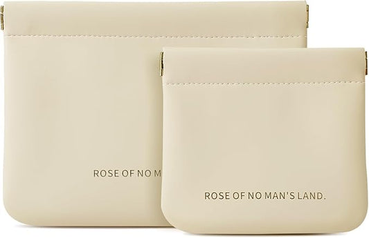 2pcs Small Pouches for Purse, Self-closing Mini Makeup Bag, Organosilicon Super Fiber Leather Coin Purse for Women Travel Pouch Small Cosmetic Bag| Lipstick, Jewelry, Change, Card (Beige)