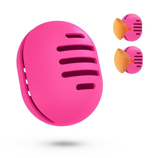 Makeup Sponge Holder,Double-sided 5-line Vented Silicone Beauty Blender Holder for Travel,Shatterproof Make Up Sponge Travel Case for All Sponges Sanitary Reuse Easy to Carry,Rose Red