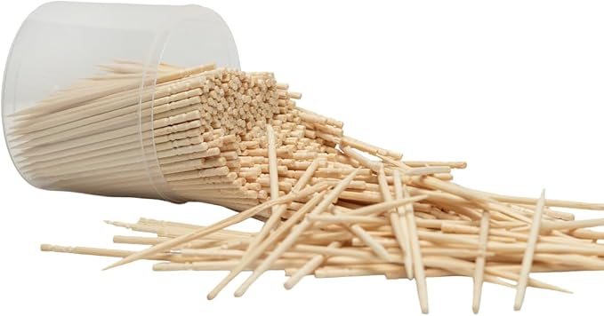 Traditional Single Point Wooden Toothpicks Made from Bamboo, Bulk Pack (500), -1 Container (500)