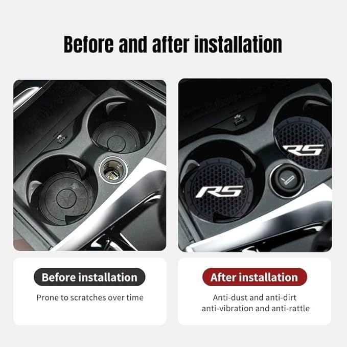 2Pcs Car Cup Holder Coaster for Camaro RS Accessories Auto Anti Slip Cup Holder Insert Coaster Car Interior Accessories (RS White)