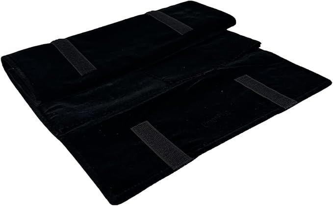 UnionPlus Velvet Travel Jewelry Roll Bag Organizer for Necklace, Elastic Band and Anti-winding, Black