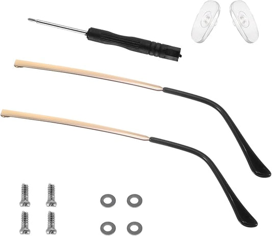 1 Pair Glasses Repair Kit with Screws Arm Replacement Sunglass Parts Arms Screw Glass Screwdriver Eyeglass Legs Temples(Golden)