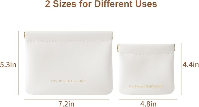 2pcs Small Pouches for Purse, Self-closing Mini Makeup Bag, Organosilicon Super Fiber Leather Coin Purse for Women Travel Pouch Small Cosmetic Bag| Lipstick, Jewelry, Change, Card (Cream)