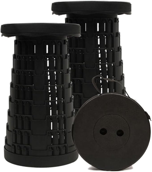 2 PCS Upgraded Collapsible Stool Chair, Max 660lb Folding Stool, Lightweight, Sturdy, Adjustable, Portable, Foldable Seat Stools for Outdoor Camping Fishing Hiking BBQ