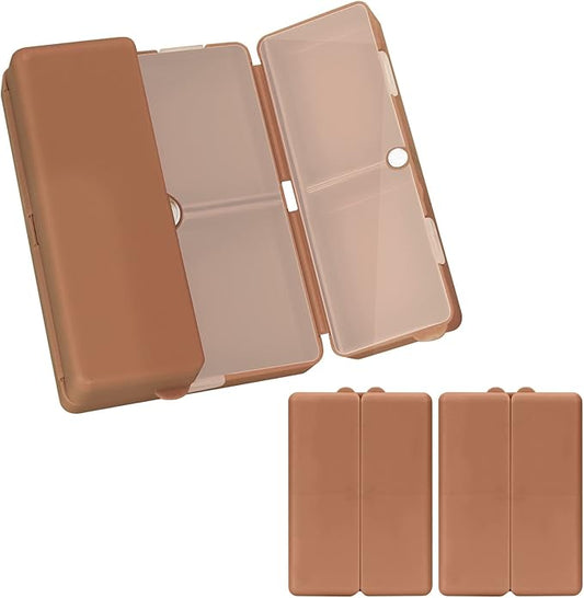 FYY Daily Pill Organizer,2 Pcs 7 Compartments Portable Pill Case Travel Pill Organizer,[Folding Design] Pill Box for Purse Pocket to Hold Vitamins,Cod Liver Oil,Supplements and Medication-Brown