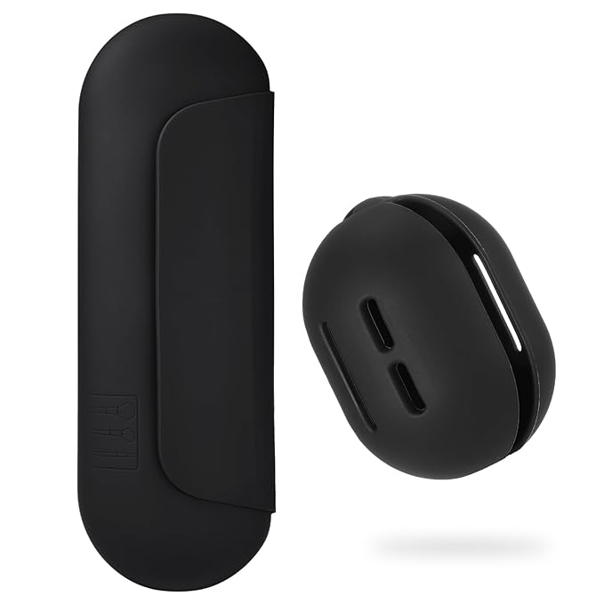 2 IN 1 Silicone Makeup Brush Holder with Beauty Make Up Sponge Holder Case：Soft Portable Cosmetic Face Brushes Holder with Upgrade Anti-Fall Out Magnetic Closure - Black