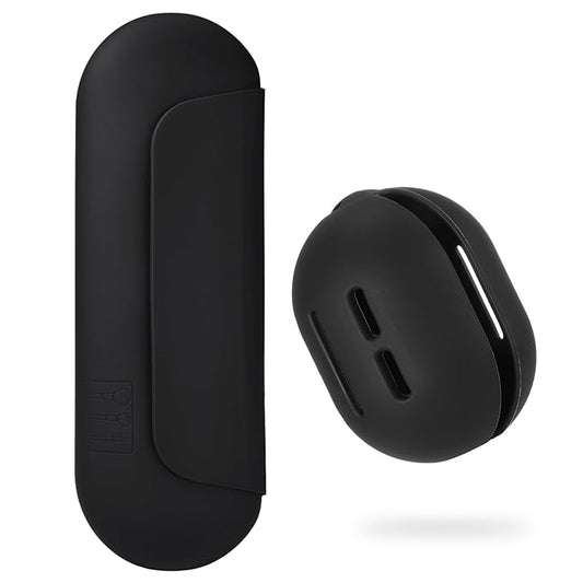 2 IN 1 Silicone Makeup Brush Holder with Beauty Make Up Sponge Holder Case：Soft Portable Cosmetic Face Brushes Holder with Upgrade Anti-Fall Out Magnetic Closure - Black