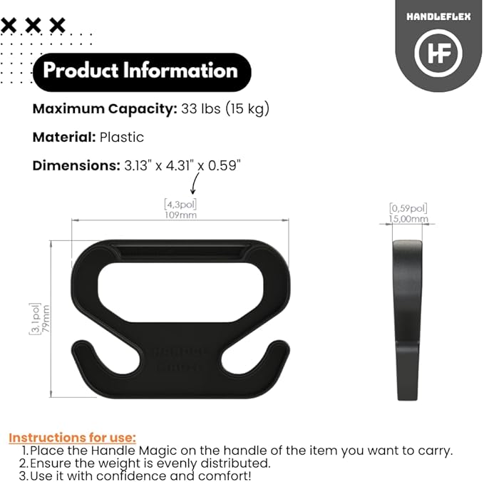 Handle Magic (7 Units) Bag Carriers | Ergonomic Grip and Bag Holder | Pocket Size | Lightweight & Comfortable for Shopping & Travel - Made in USA (Seven Colors)