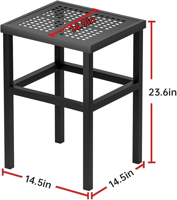 DHYGOTFUR Plant Stand - Indoor/Outdoor Extra-Sturdy 23" tall Aluminum Plant Stand – Ideal for Patios, Gardens, Living Room Decoration (Black)