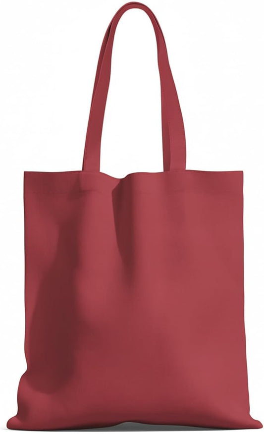 1 Pack Available Premium Canvas Reusable Tote Gift Bags,Made of Natural Canvas with Handle,Work,DIY,Shopping(Red)