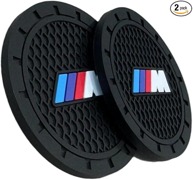 Car Cup Holder Coasters Compatible with BMW m Series Interior Accessories,Recessed Silicone Anti Slip Cup Holder Coaster Interior Accessories 2.75in 2Pack (Black)