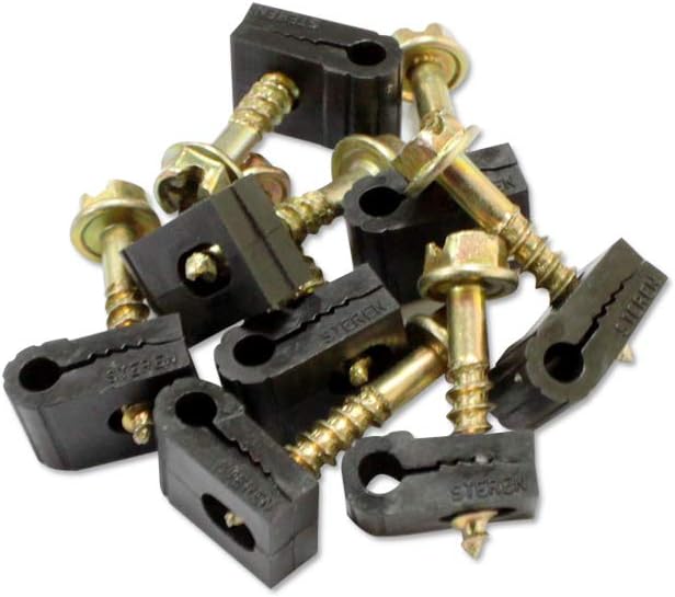 STEREN Coaxial Cable Clips - Cable Holder - Siding Clips for Hanging - Cord Holder for Desk - Cable Clamps - Cord Clip - Wire Organizer Clips - TV Mount Screws (Black, 100 Count - Mini Screw)