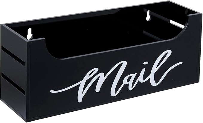 MyGift Premium Smoky Gray Acrylic Mail Holder with Decorative White Cursive Mail Label, Modern Wall Mounted or Tabletop Mailbox, Letter Storage Organizer Box