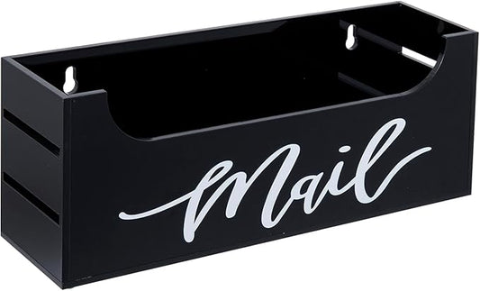 MyGift Premium Smoky Gray Acrylic Mail Holder with Decorative White Cursive Mail Label, Modern Wall Mounted or Tabletop Mailbox, Letter Storage Organizer Box