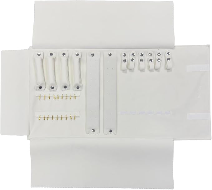 UnionPlus Velvet Travel Jewelry Case Roll Bag for Necklaces Brackets, Great Jewelry Organizer for Travel, Multi Jewelry Organizer, Beige