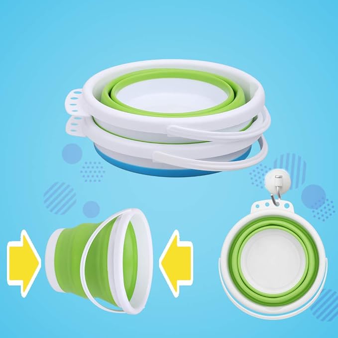 3L Jumbo Foldable Buckets, Sand Beach Toy Silicon Pails for Kids Adults, Collapisible Water Buckets Sandbox Kit Tool Multi Use for Outdoor, Cleaning Washing, Camping, Traveling, Towels, Picnic 3 Pack