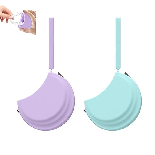 2 Pack Silicone Retainer Case with Vent Holes Lanyard Aligner Case Cute Portable Container Holder Night Guard Case for Travel Girl Women Men Kids (Purple+Blue)