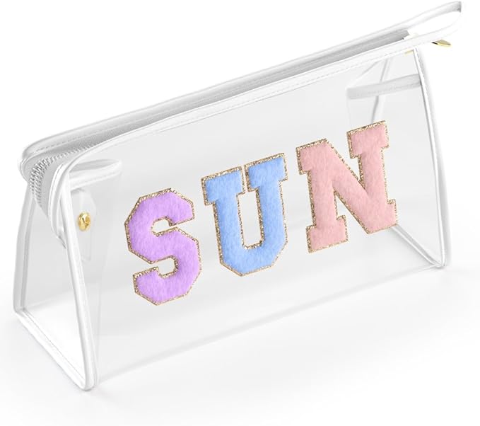 Embla Makeup and Lotion Bag - Waterproof Makeup and Sunscreen Pouch for Travel, Beach, Pool - Clear Zipper Pouch for Sunscreen and Cosmetics Storage, Durable Make Up Organizer for Beach Bag Essentials