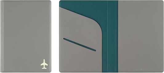 Fenice Plain Simple Passport Cover Holder Wallet Case for Travel Essential RFID Blocking Vegan Leather Waterproof (GREY)