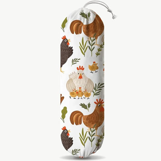 Chicken Animal Plastic Bag Holder, Funny Chickens Grocery Bags Storage Organizer, Reusable Shopping Bags Dispenser for Kitchens Pantry, Farmhouse Kitchen Decor Gifts, Kitchen Pattern Garbage Bag 46