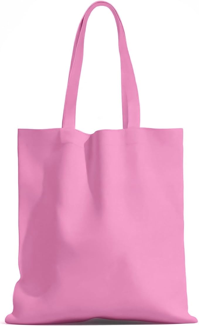 1 Pack Available Premium Canvas Reusable Tote Gift Bags,Made of Natural Canvas with Handle,Work,DIY,Shopping(Pink)