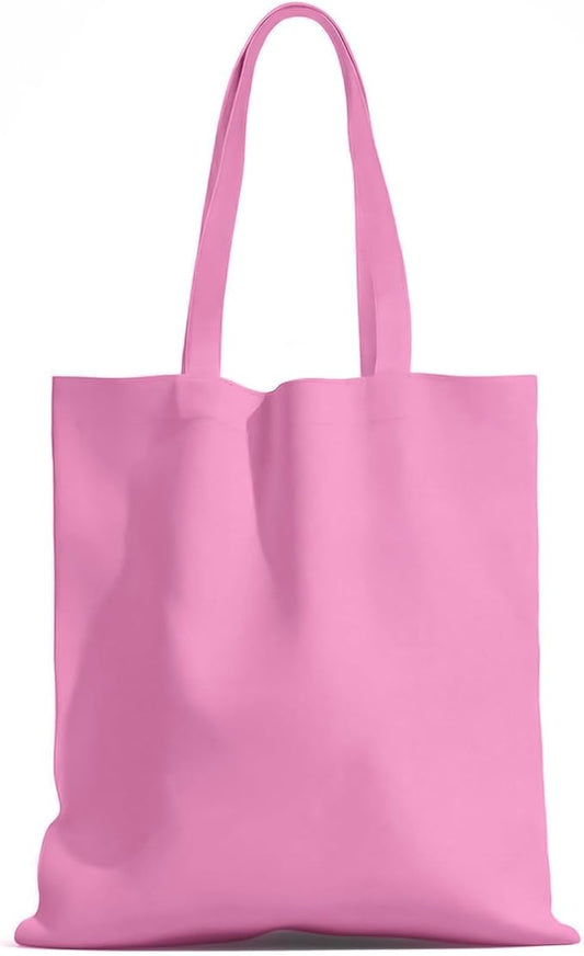 1 Pack Available Premium Canvas Reusable Tote Gift Bags,Made of Natural Canvas with Handle,Work,DIY,Shopping(Pink)