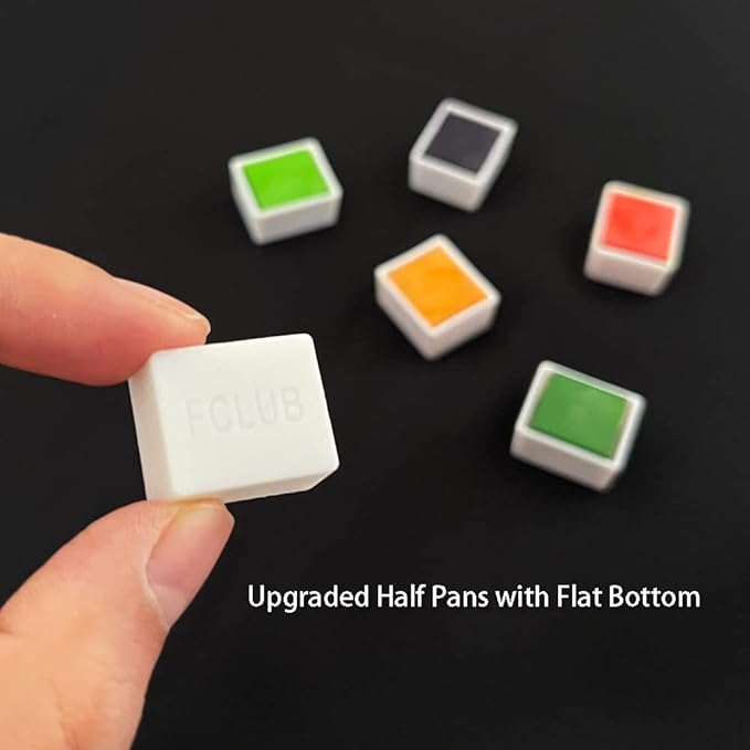 100Pcs White Plastic Empty Watercolor Half Pans – 2ML Capacity, Refillable Paint Pans for DIY Solid Watercolors, Gouache – Fits Metal Watercolor Tins & Travel Palette Box