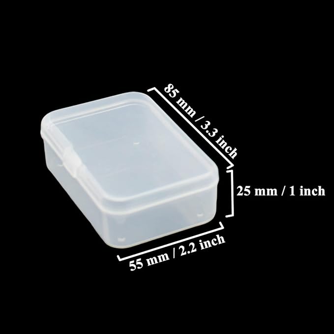 LJY 28 Pieces Rectangular Empty Mini Clear Plastic Organizer Storage Box Containers with Hinged Lids (3.3 x 2.2 x 1 inch, Transparent)