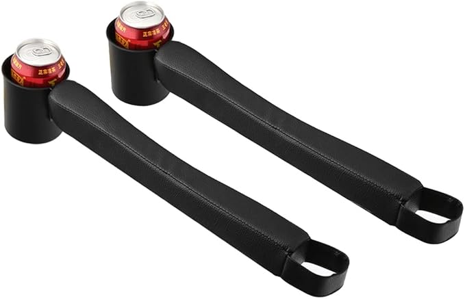 Tumecos Car Seat Gap Filler Pad PU Leather Console Side Pocket Organizer with One Cup Holder for Cellphone Wallet Coin Key 2 Pcs (Black+Black Surface)