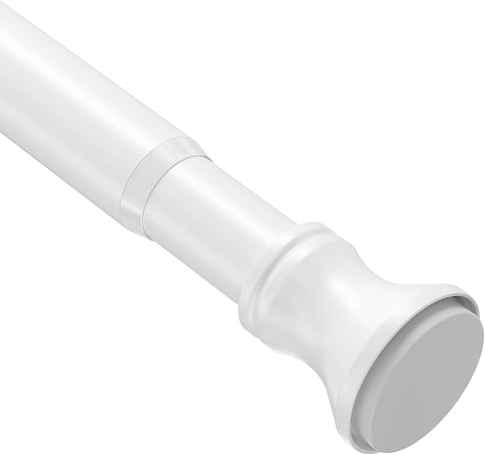 Amazer Spring Tension Shower Curtain Rod, 54-90 Inches Rust-Resistance Tension Curtain Rod Bathroom Rod, Adjustable Shower Curtain Rod No Drill, White