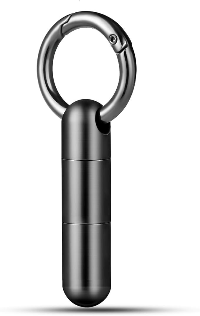 TISUR Keychain Pill Holder, Titanium Small Pill Case Pill Organizer Waterproof Pill Box, EDC Portable Pill Container for Travel Purse Outdoor