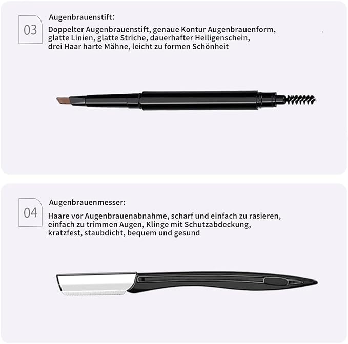 Eyebrow Grooming Kit - The Treatment Kit Includes: Tweezers, Brow Pencil, Comb, Razor, Brush, Scissors for Perfect Eyebrow Care