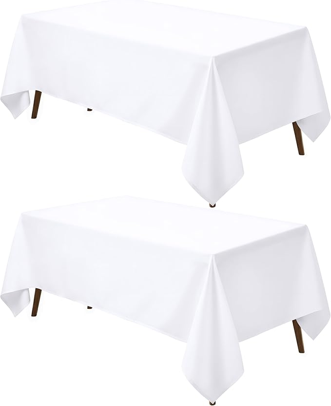 Utopia Kitchen Rectangle Table Cloth 2 Pack (54x78 Inches, White), Machine Washable Polyester Table Cover for Dining, Buffet Parties, Picnics, Events, Weddings and Restaurants