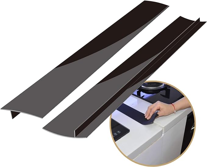 Kitchen Silicone Stove Counter Gap Cover, 25 inch Long & Extra Wide Stove Gap Filler Range Strips 2pcs,Between Oven and Countertop Dishwasher, Dryer,Easy Clean Heat Resistant Gap Guards Black
