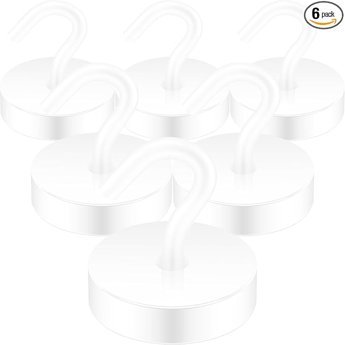 Neosmuk Magnetic Hooks, Cruise Ship Essentials, 80lb+ Heavy Duty Magnetic Hooks for Cruise Cabins, Refrigerator, Grill, Hanging, and Travel | Extra Strong Must-Haves Magnet Hook,White