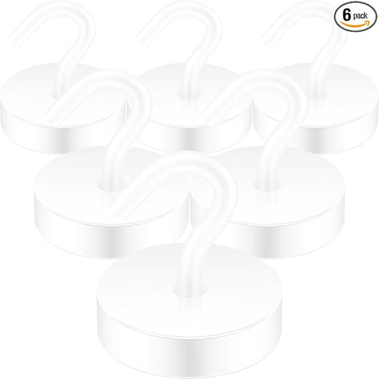 Neosmuk Magnetic Hooks, Cruise Ship Essentials, 80lb+ Heavy Duty Magnetic Hooks for Cruise Cabins, Refrigerator, Grill, Hanging, and Travel | Extra Strong Must-Haves Magnet Hook,White