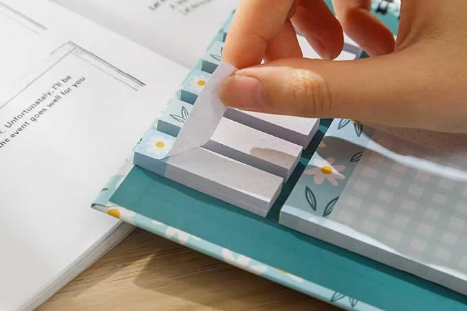 A5 Spiral Sticky Notebook,with 9 pads of decorated sticky notes and a handy notebook,Note Pads Teacher Appreciation Gift Writing Memo Pads School Office Supplies and Daily Life Organization (Daisy)