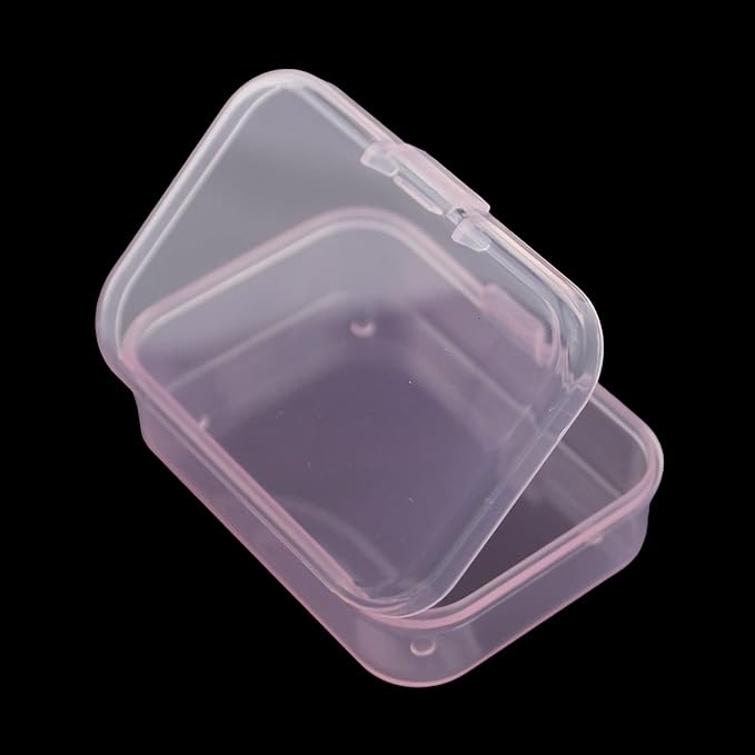 Goodma 30 Pieces Mini Rectangular Plastic Boxes Empty Storage Organizer Containers with Hinged Lids for Small Items and Other Craft Projects (Pink, 2.6 x 1.8 x 0.8 inch)