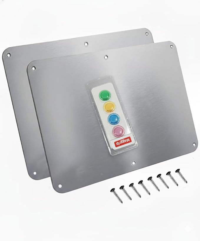 17.5inchX11.5inch Large Stainless Steel Plate for Magnets, 3M Adhesive Back, Mounting Screws, Ideal for Magnetic Shelf, Spice Holders, Colorful Magnets as a Gift. Mount Anywhere! (Silver, 2 Pack)