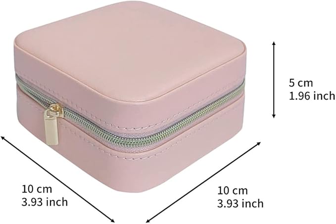 Jewelry Case with Mirror, Small Travel Jewelry Organizer, Portable Mini Storage Box for Rings, Earrings, Necklaces, Gift for Mother Mom, Girl, Daughter, Sisters, Bridesmaids, Mother's Day Gift (Pink)