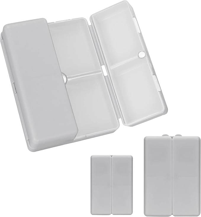 FYY 2 Pcs Daily Pill Organizer, 7 Compartments Portable Pill Case Travel Pill Organizer,[Folding Design] Pill Box for Purse Pocket to Hold Vitamins,Cod Liver Oil,Supplements and Medication-Grey