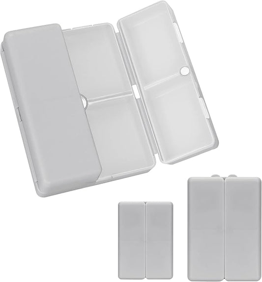 FYY 2 Pcs Daily Pill Organizer, 7 Compartments Portable Pill Case Travel Pill Organizer,[Folding Design] Pill Box for Purse Pocket to Hold Vitamins,Cod Liver Oil,Supplements and Medication-Grey