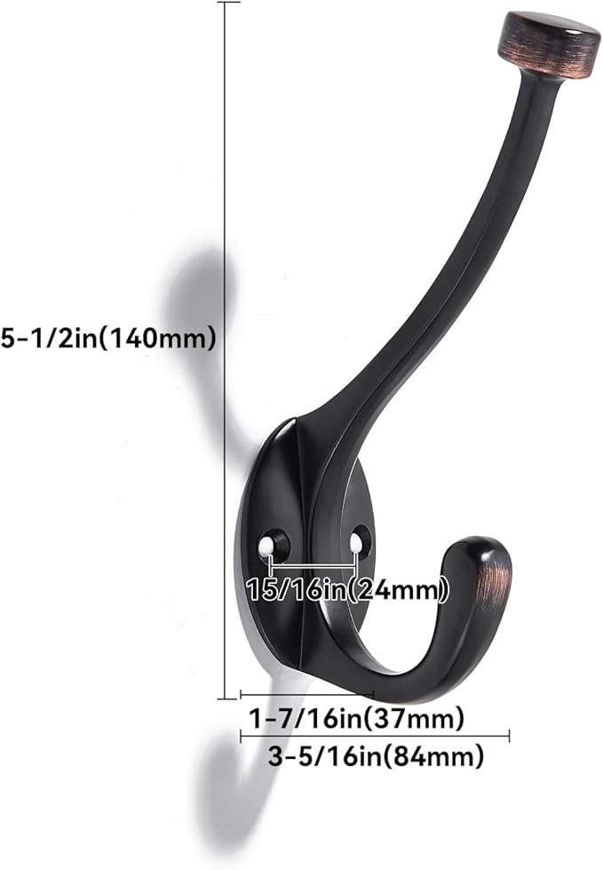 khtumeware The 5-Pack Heavy-Duty Zinc Alloy Oil Rubbed Bronze Coat Hook is suitable for bathrooms, behind doors, bedrooms, and corridors, and serves as a towel and robe hook for both household and commercial use.
