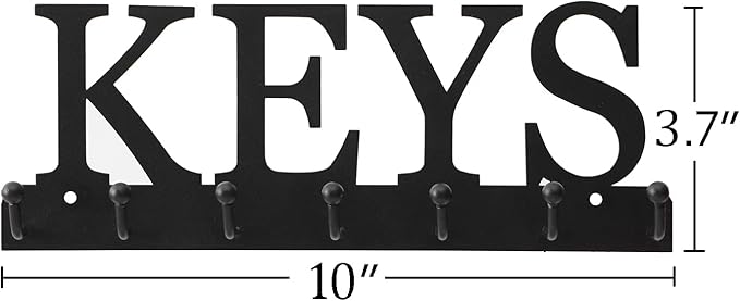 Lixgifts Key Holder Wall Mounted Key Hooks for Wall Decorative with 7 Hooks Black Metal Key Organizer Rack Hanger for Entryway, Front Door, Hallway, Office 10X3.7 inches