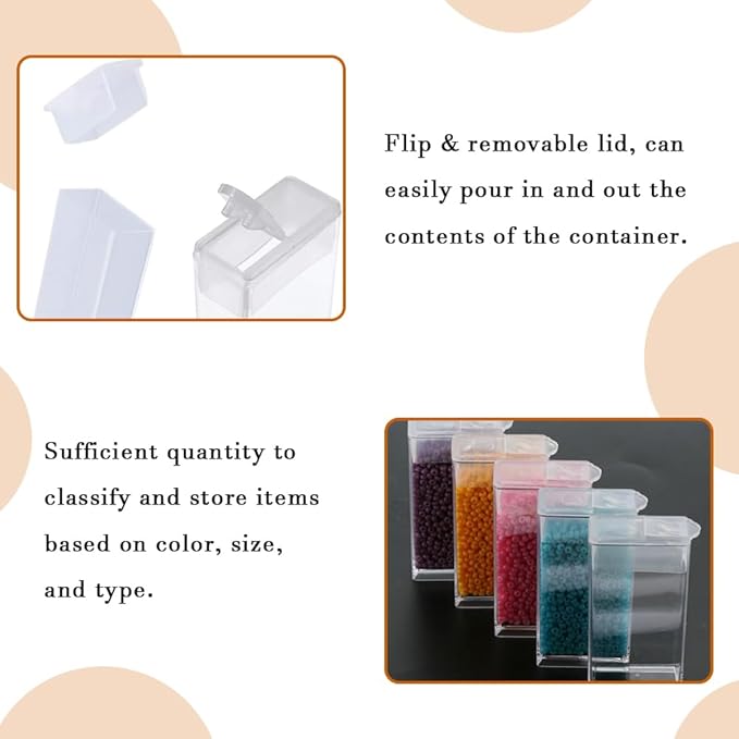 FASHEWELRY 100Pcs Plastic Flip Top Seed Bead Small Storage Containers 2x1 Rectangle Transparent Clear Box Package Candy Favor Empty Box Organizers