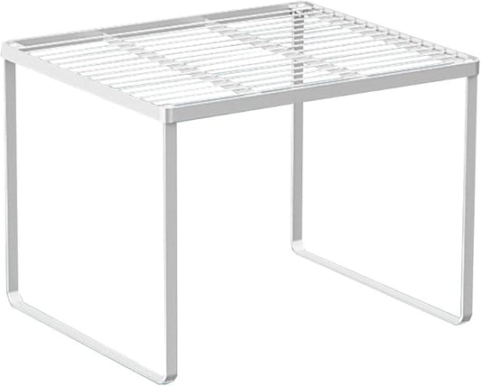 Kitchen Cabinet Storage Shelf Stackable Wire Spice Rack Organizer Heavy Duty Space Saver for Bathroom Bedroom Closet Laundry Room Office Countertop - White, Pack 1