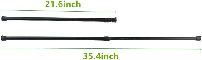 Tension Rods, 21.6-35.4 Inch Adjustable Spring Steel Cupboard Bars, 4 Pack Tension Curtain Rod Shower Rod Extendable Width (Black)