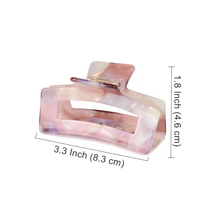 Women Cellulose Acetate Hair Clips 3.3 Inch Banana Hair Claw Clip, Tortoise Shell Celluloid Strong Hold Clips for Thin Thick Hair, Fashion Hair Accessories for Ladies Mother (2 Pack)